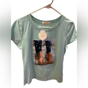 TC Mint Green Short Sleeve Tee with Graphic